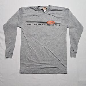 Vintage Hike Rocky Mountain National Park Shirt Gray Mens Medium Long Sleeve Tee